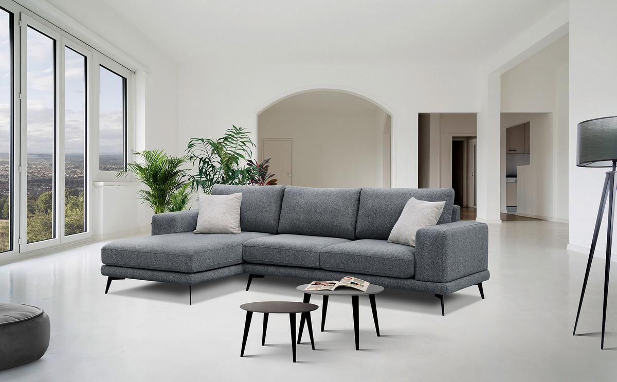 ECKSOFA MEDIOLANE 5-Sitzer, dunkelgrau - Dunkelgrau, Holzwerkstoff/Textil (158/282cm) - Wozimo