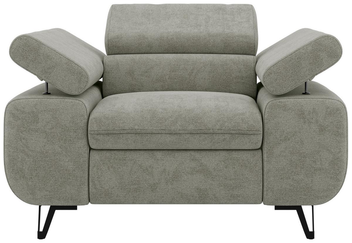 SESSEL PETER 1 - Hellgrau Stukture - Hellgrau/Schwarz, Textil/Metall (126/76/99cm) - MKS
