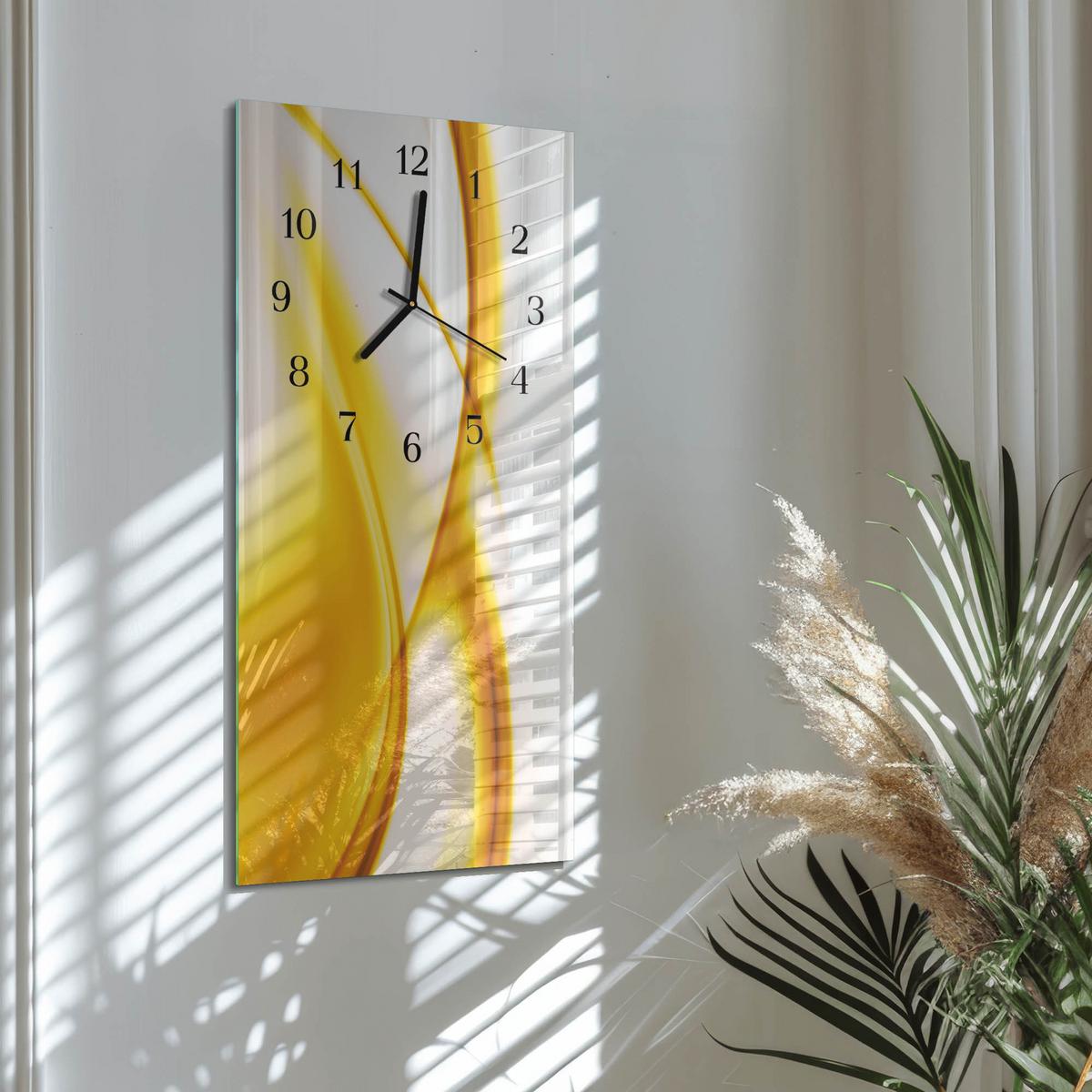 WANDUHR aus Glas 30x60 cm - Abstrakte Kunst - Orange, Glas (30/60/0.4cm) - TULUP