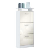 SCHUHSCHRANK Lavia Front in Creme Hochglanz - Creme, Holzwerkstoff (46/128/23cm) - Vladon