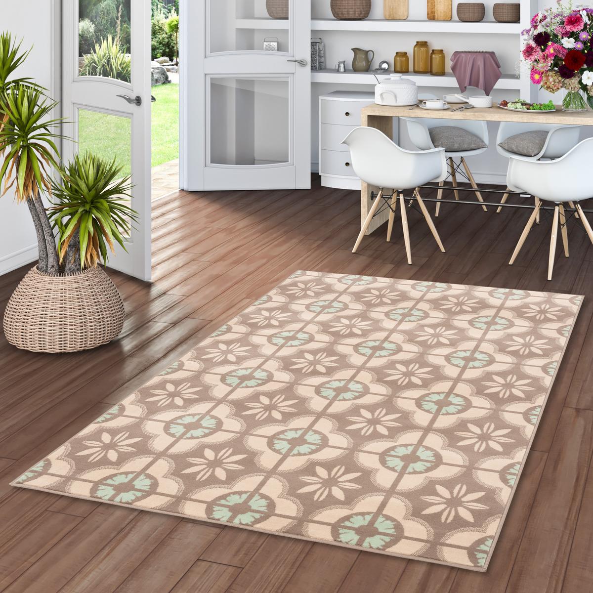 DESIGNER TEPPICH SAMBA MODERN FLIESENOPTIK - Beige, Textil (80/150cm) - Pergamon
