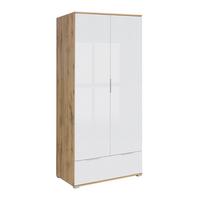 SCHRANK 2 Türen Selma Weiß und Holz - Weiß, Holzwerkstoff (90.5/195/56.5cm) - Petits-meubles