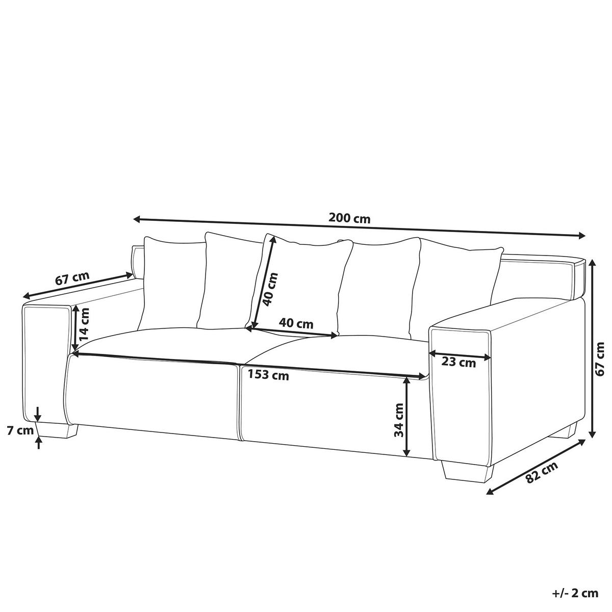 3-SITZER-SOFA Cord Dunkelgrau Viskan - Dunkelgrau, Textil (200/67/82cm) - Beliani
