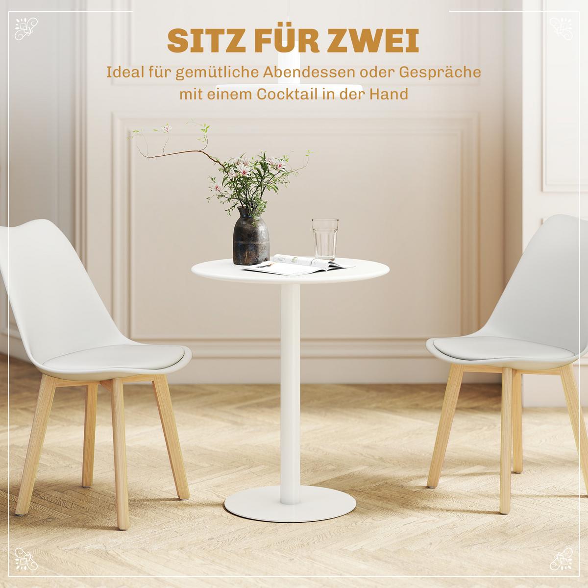 ESSTISCH, Runder Küchentisch für 2 Personen, Moderner Esszimmertisch, Weiß - Weiß, Metall (60/60/72cm) - HOMCOM
