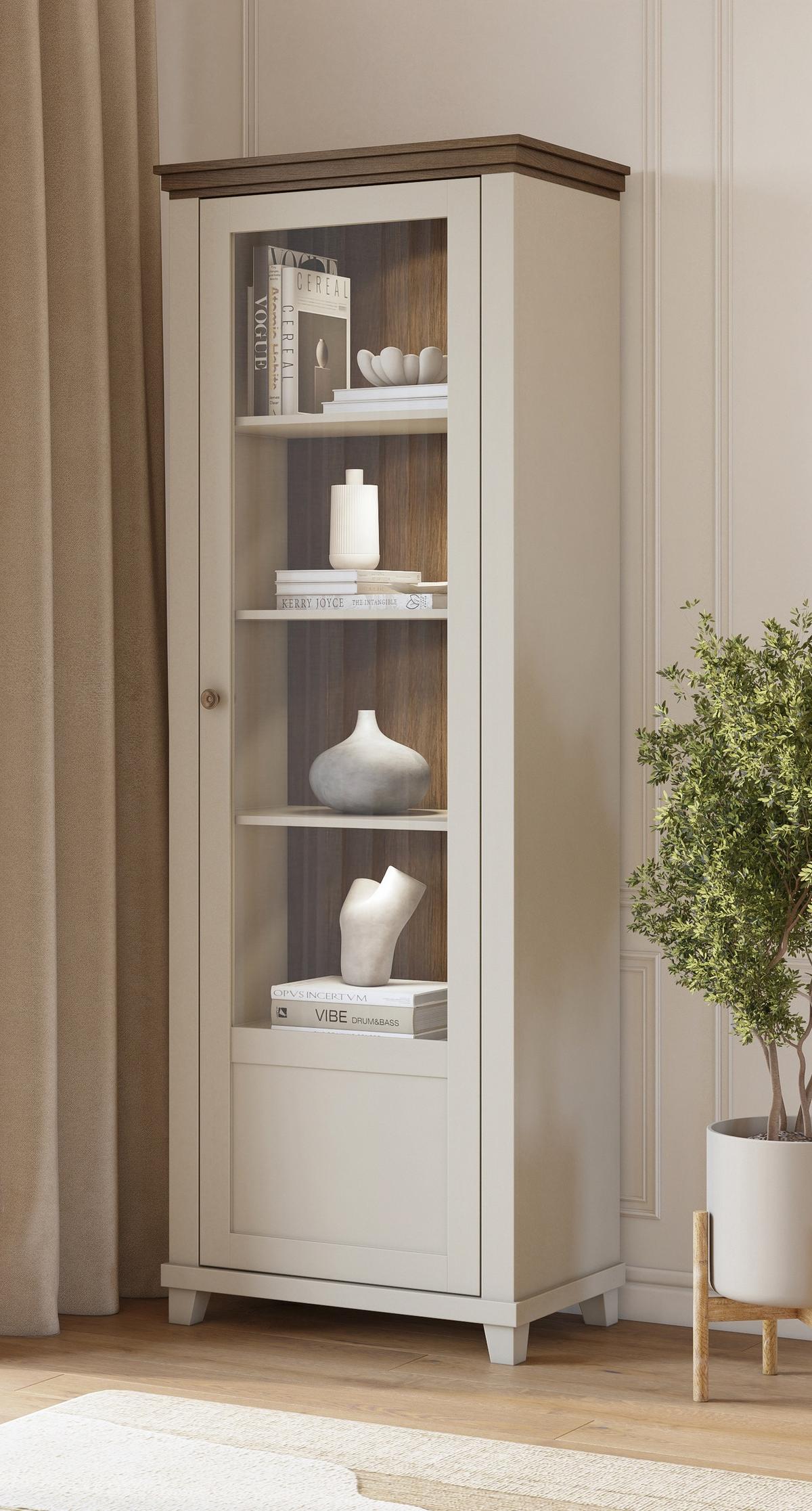 VITRINE EVANDRO 200 / 71 cm in Beige - Beige, Holzwerkstoff (71/200/42cm) - MASSENO