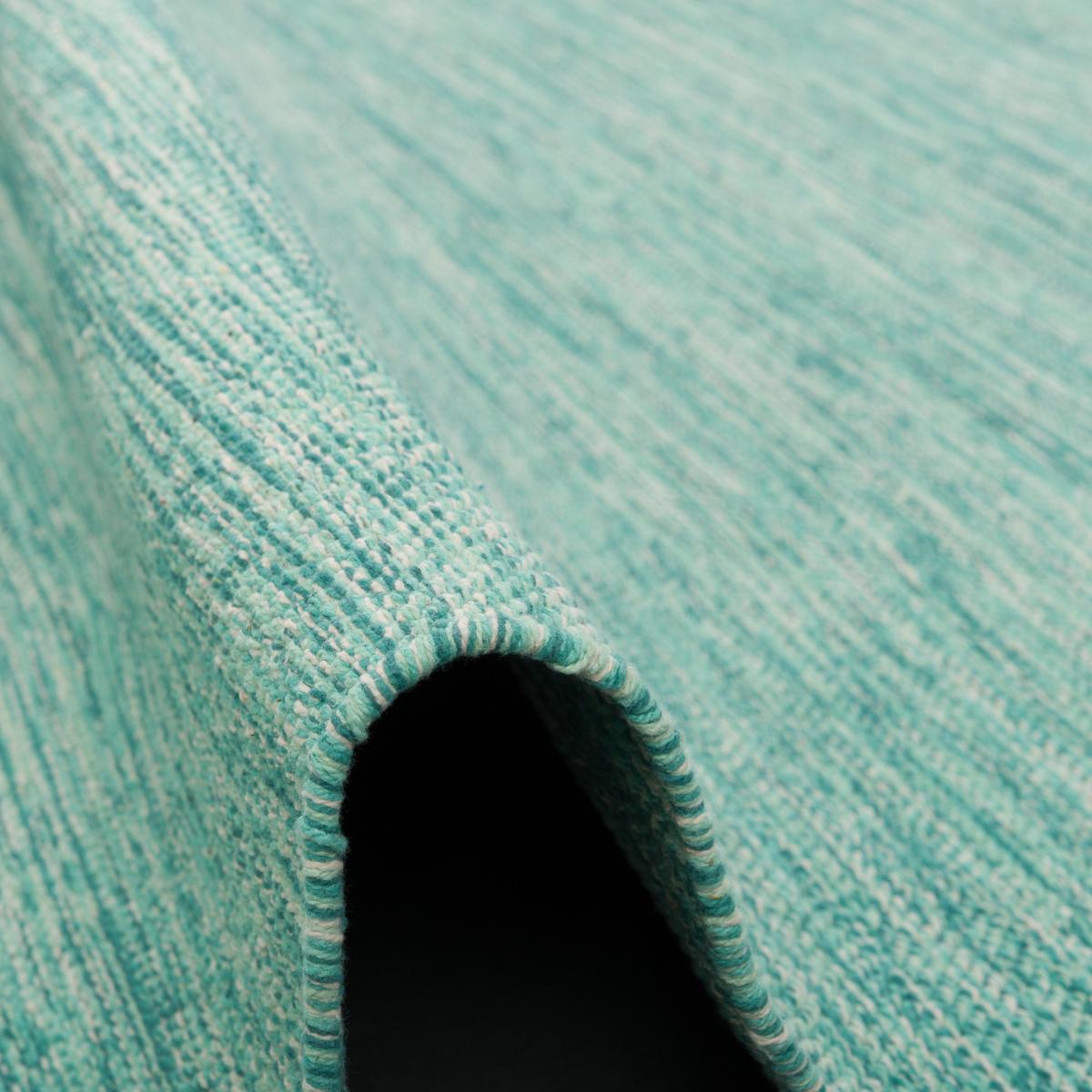 BAUMWOLLE NATUR KELIM TEPPICH EASY MELIERT - Türkis, Textil (70/140cm) - Pergamon