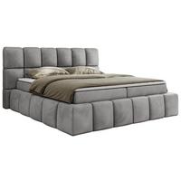 BOXBETT NIRA 180/200 - Hellgrau Velvet - H4 - Hellgrau, Holz/Textil (180/200cm) - MKS