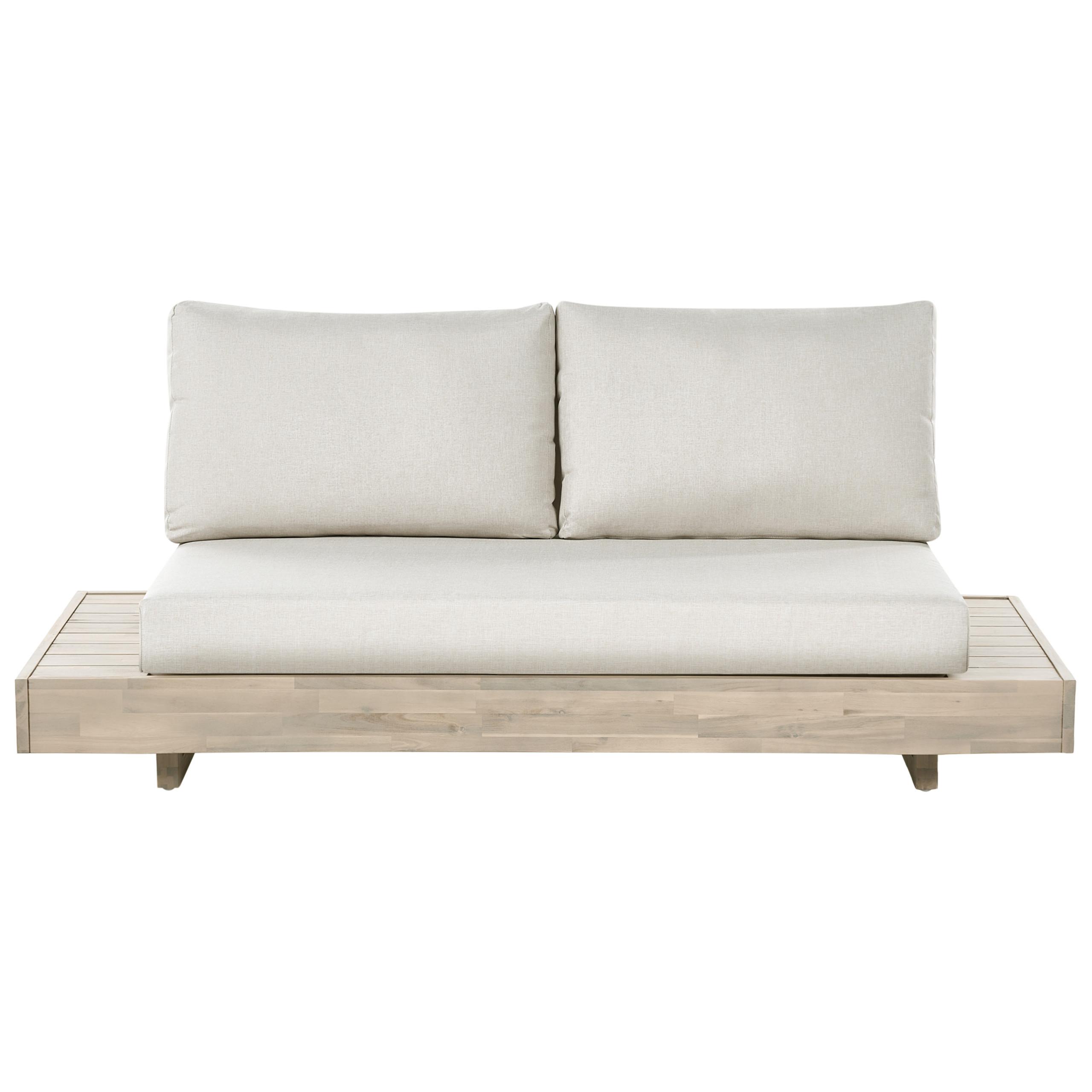 GARTENSOFA 2-Sitzer zertifiziertes Akazienholz Beige Marettimo - Hellbraun/Beige, Holz (167/70/68cm) - Beliani