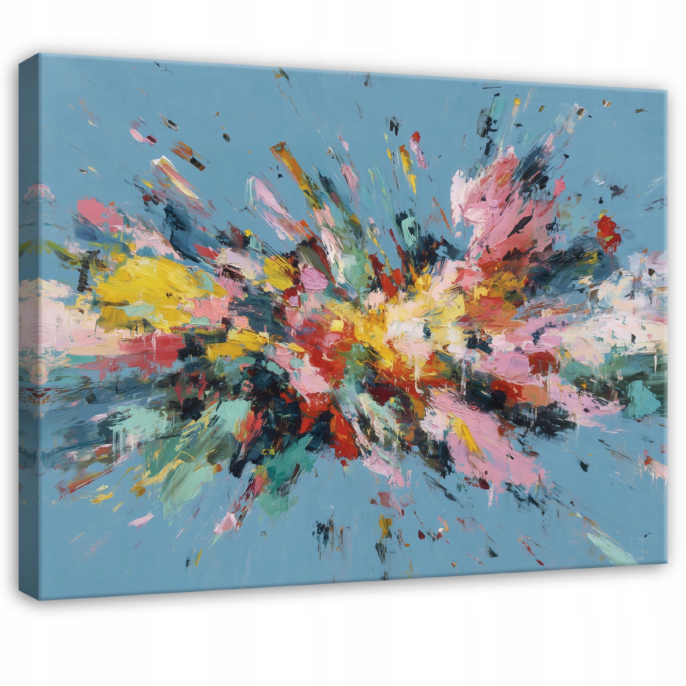 LEINWANDBILD Abstrakt Farben Blau 120x80 cm - Multicolor, Holzwerkstoff (120/80cm) - Wallarena