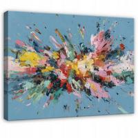 LEINWANDBILD Abstrakt Farben Blau 120x80 cm - Multicolor, Holzwerkstoff (120/80cm) - Wallarena