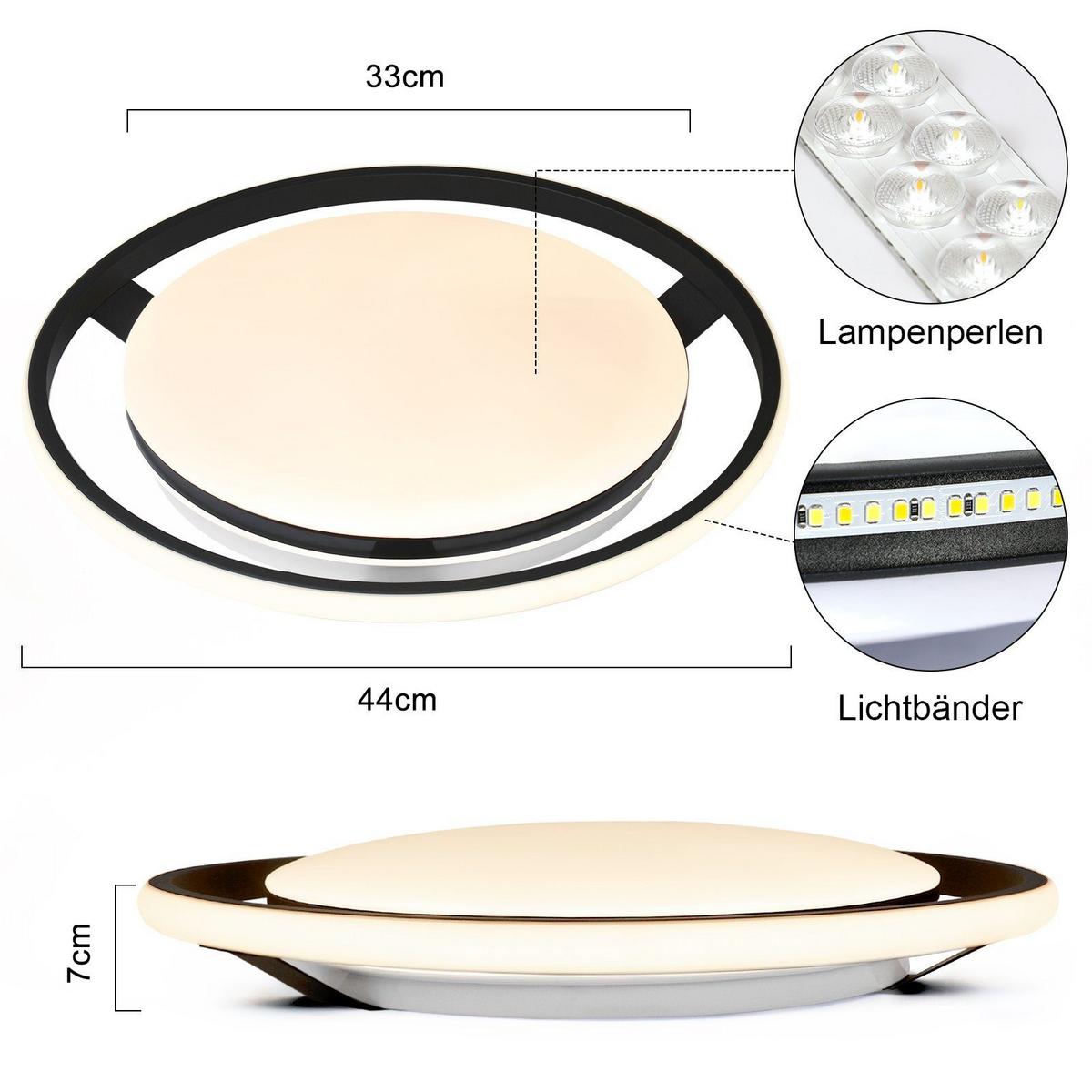 LED-DECKENLEUCHTE Randall 44 cm - Schwarz, Kunststoff (44/44/7cm) - Nettlife