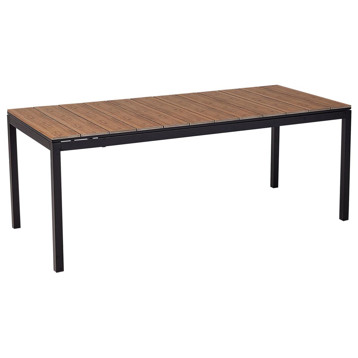 GARTENTISCH Heller Holzfarbton Tofane - Hellbraun/Schwarz, Metall (198/90/77cm) - Beliani