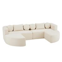 SCHLAFCOUCH aus Chenille in Beige Modulares Design & Ohne Montage - Beige, Textil (165/68/292cm) - Urban Meuble