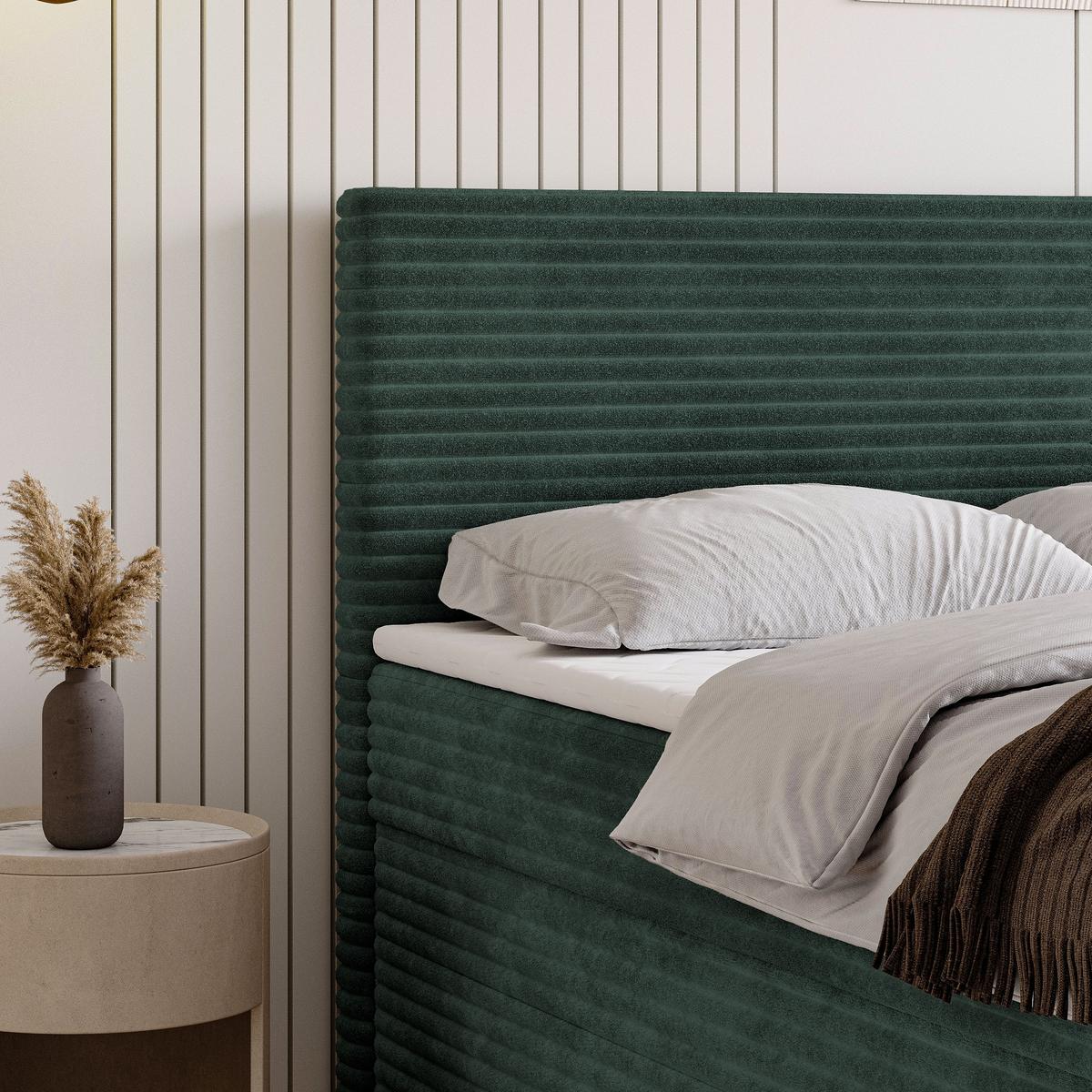 BOXBETT NOLEN 180x200 cm mit Matratze und Topper - Grün - Grün, Holz (180/200cm) - MASSENO