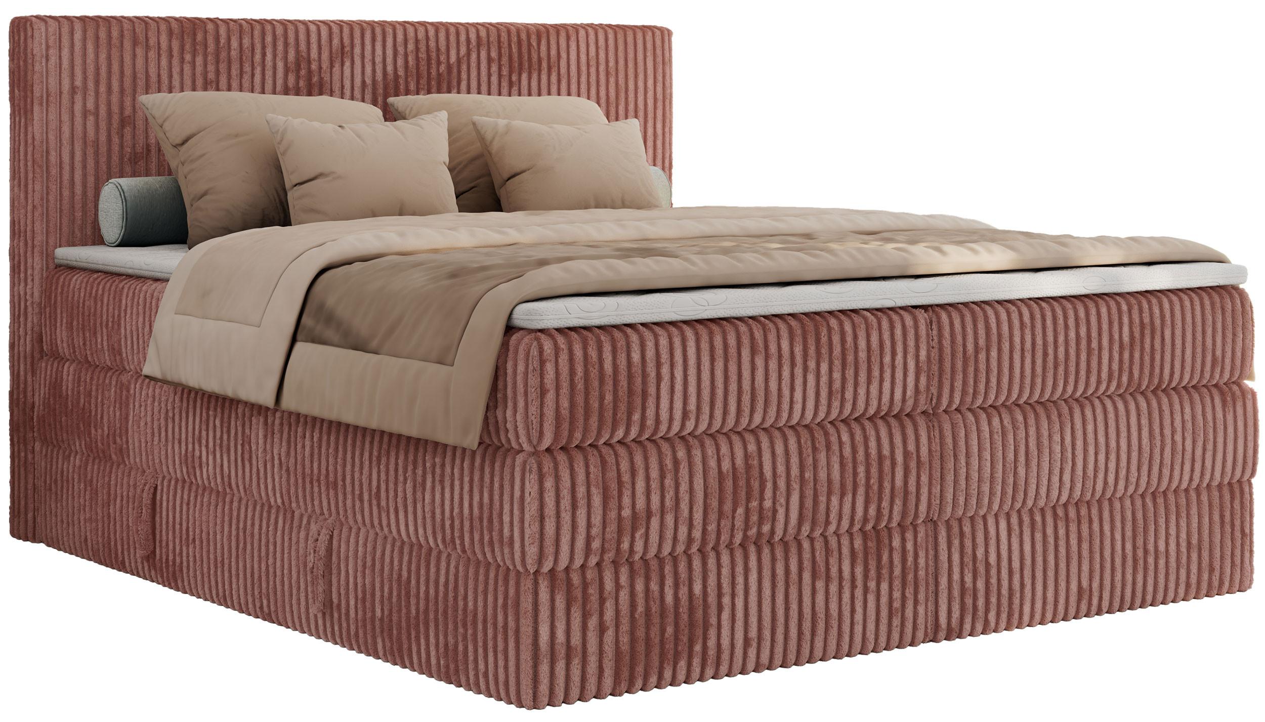 BOXSPRINGBETT TILIANO KING - 160/200 - Rosa Cord - H4 - Rosa, Holz/Textil (160/200cm) - MKS