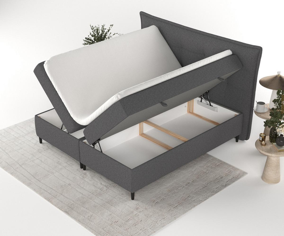 BOXBETT Las Palmas 140/200 cm Anthrazit im Megan Stoff - Anthrazit/Schwarz, Holz/Holzwerkstoff (140/200cm) - AltaBeds