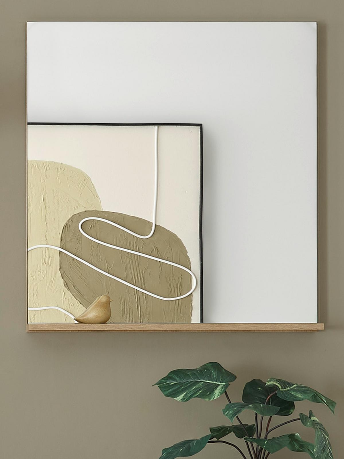 GARDEROBENSPIEGEL Evoke Eiche 75 cm, Wandspiegel mit Ablage - Eichefarben, Glas/Holzwerkstoff (75/80/10cm) - Furn.Design