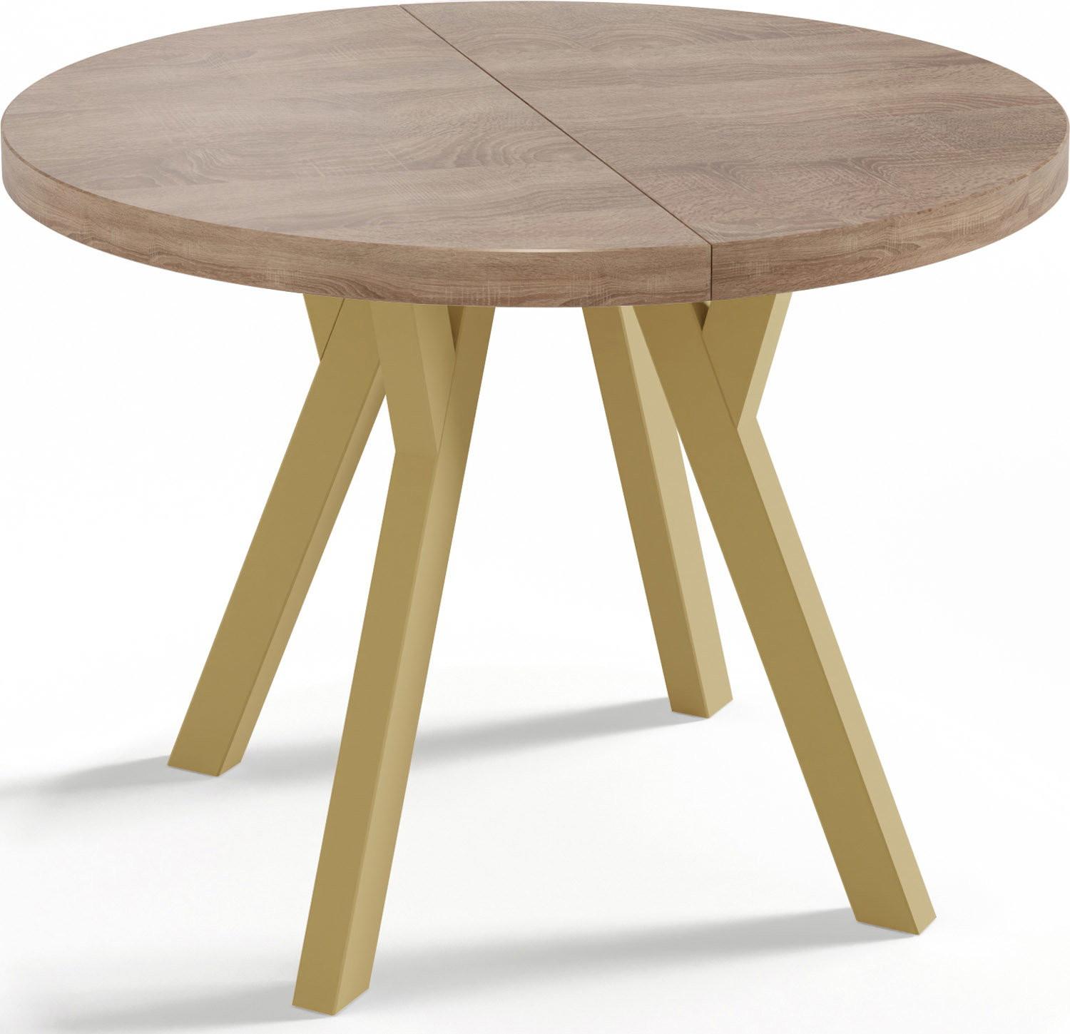 ESSTISCH Mateo runder ausziehbarer, Sonoma Eiche 100-200/100/76 cm - Goldfarben/Sonoma Eiche, Holz/Holzwerkstoff (100/200/76cm) - WFL GROUP