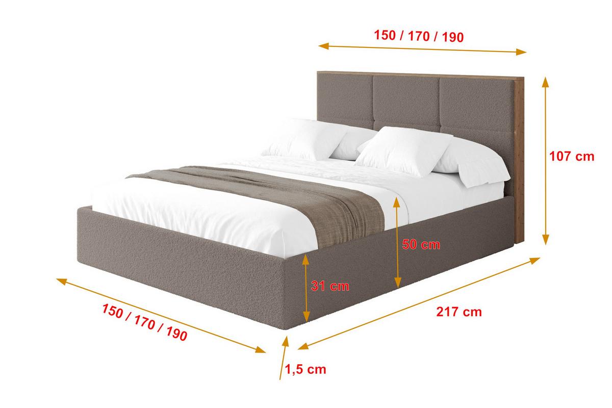 POLSTERBETT mit Bettkasten und Lattenrost, Boxbett ohne Matratze - LILA 140x200 Braun - Braun, Holzwerkstoff/Textil (140/200cm) - ALTDECOR