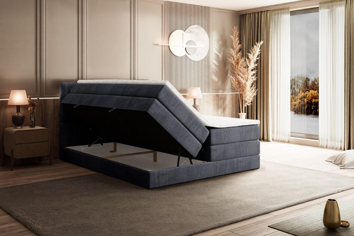BOXSPRINGBETT OHIO KING - 120x200 - H3/H4 - Dunkelgrau - Dunkelgrau, Holzwerkstoff (120/200cm) - ALTDECOR