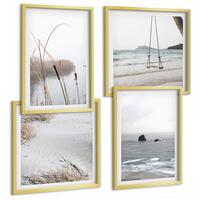 BILDER SET 4er Set - 50x50 cm & 40x60 cm Goldrahmen - Vegetation am Wasser im Sommer - Goldfarben, Kunststoff (50/50cm) - TULUP