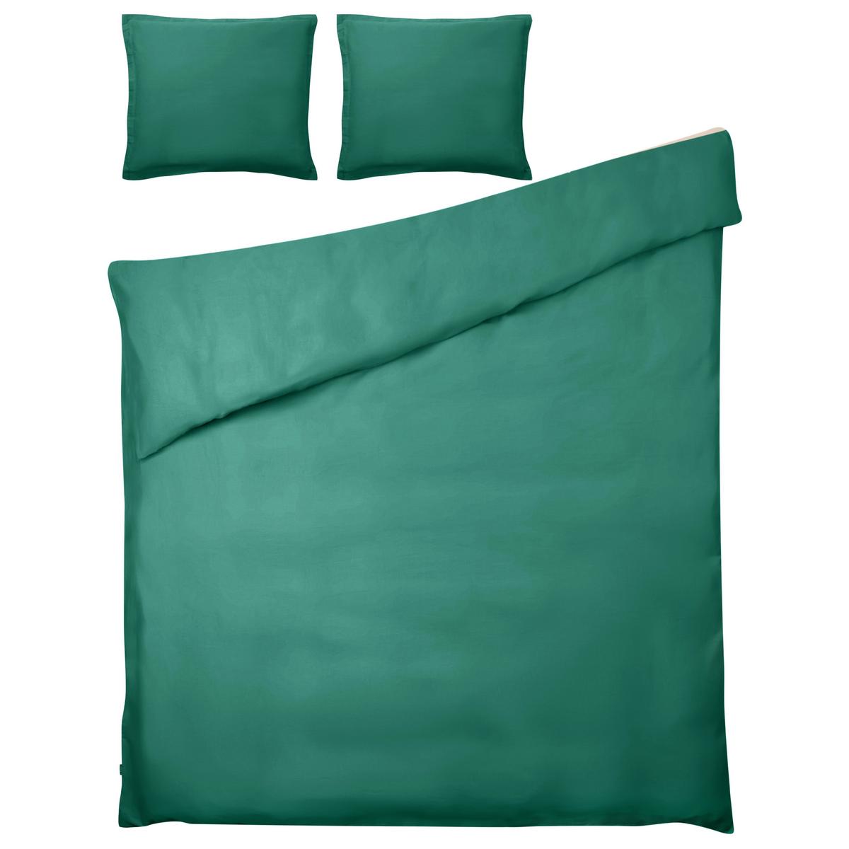 BETTWÄSCHE-SET 150/200 cm Baumwollsatin Grün Parkrose - Grün, Textil (150/200cm) - Beliani