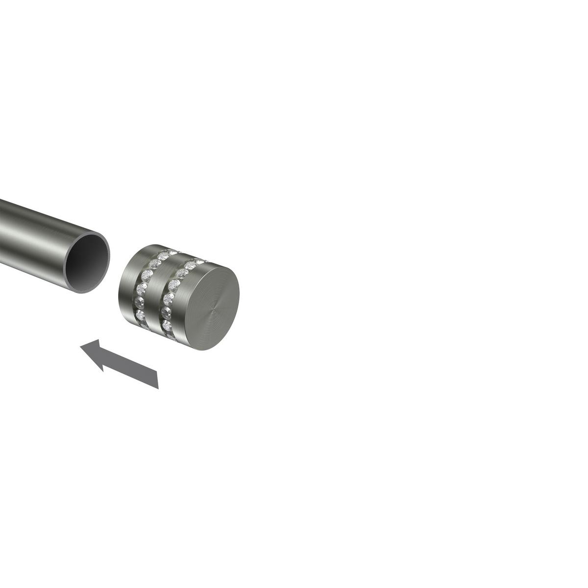ENDSTÜCKE FÜR GARDINENSTANGEN 20 mm Ø, Estana Edelstahl-Optik, Packung 2 Stück - Edelstahlfarben, Metall (2.6/2.8/2.8cm) - INTERDECO