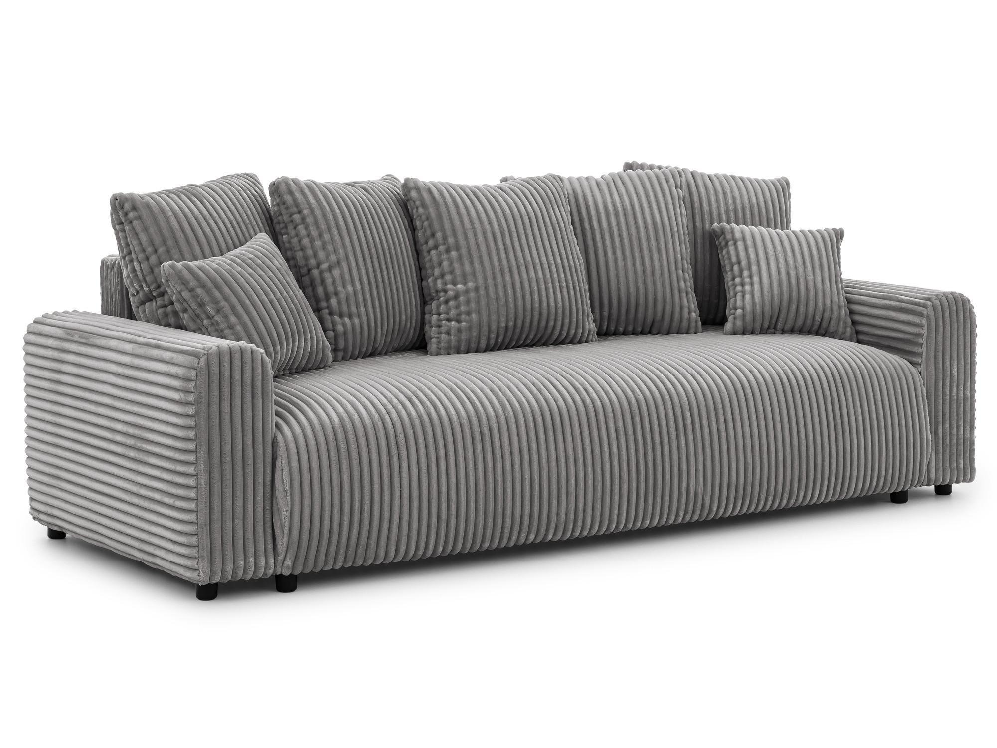 SCHLAFSOFA Calma mit Bettkasten im Bumpy-Design aus weichem Grau Plüschcord - Schwarz/Grau, Holz/Kunststoff (239/88/98cm) - S-Style