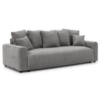 SCHLAFSOFA Calma mit Bettkasten im Bumpy-Design aus weichem Grau Plüschcord - Schwarz/Grau, Holz/Kunststoff (239/88/98cm) - S-Style
