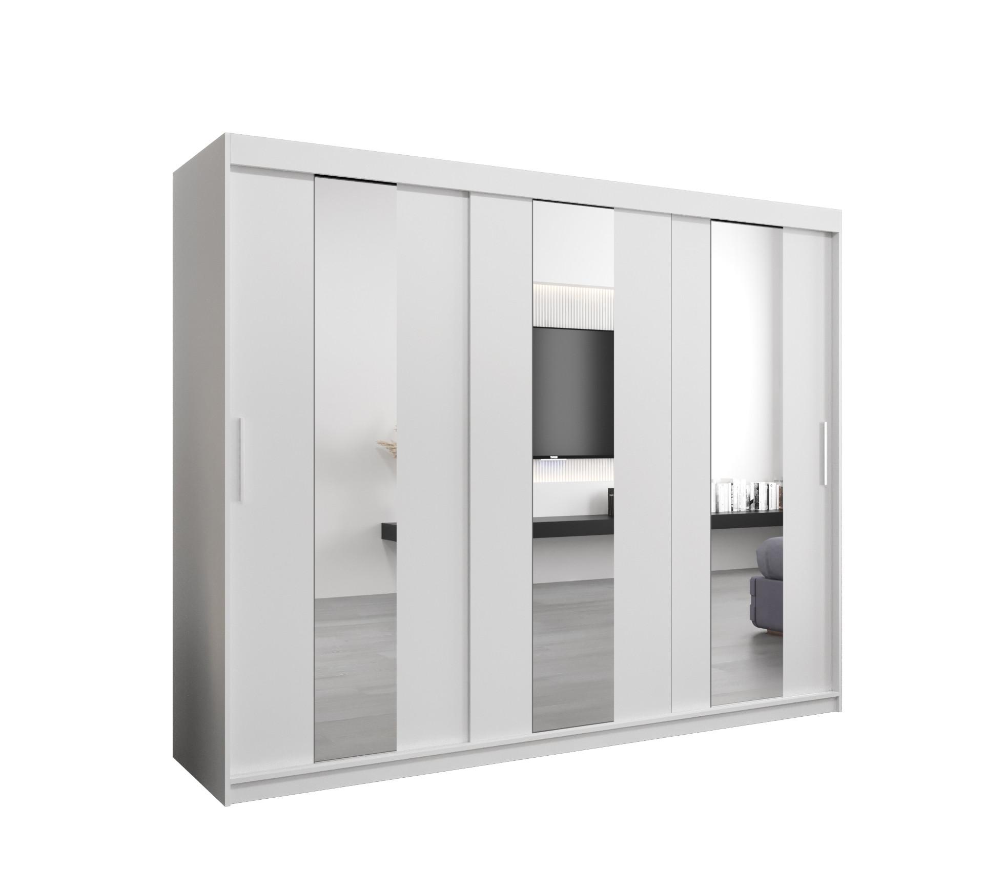 SCHWEBETÜRENSCHRANK 200/250/62 3-türig - Silberfarben/Weiß, Holz/Kunststoff (250/200/62cm) - MÖBEL KRYSPOL
