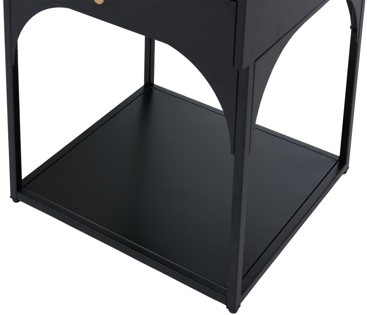 NACHTTISCH rechteckig Schwarz - Schwarz, Metall (43/50/41cm) - MCW