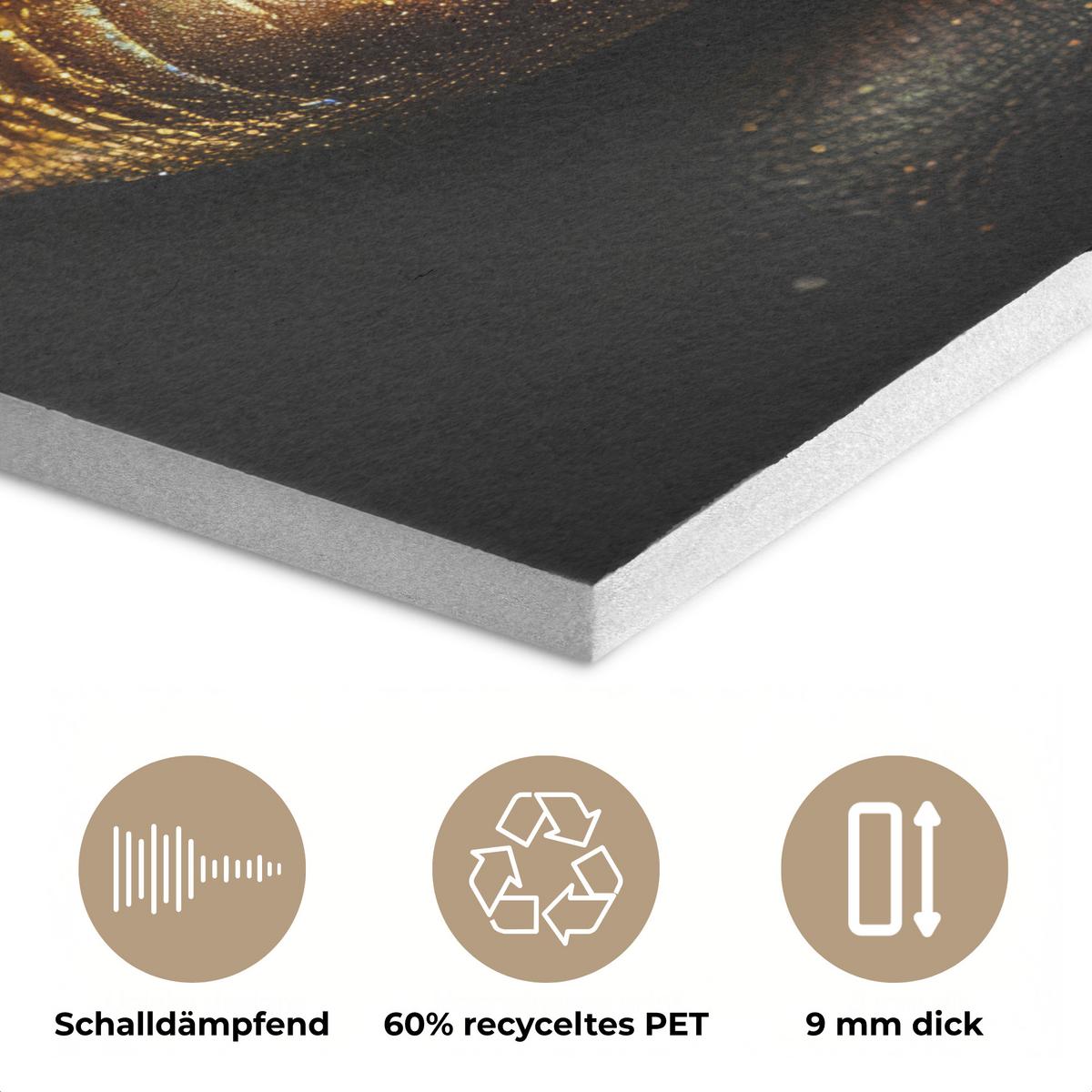 AKUSTIKBILD Frau - Porträt - Lippen - Gold - Schwarz Akustikpaneele 80x80 cm - Schwarz, Kunststoff (80/80/0.9cm) - MuchoWow