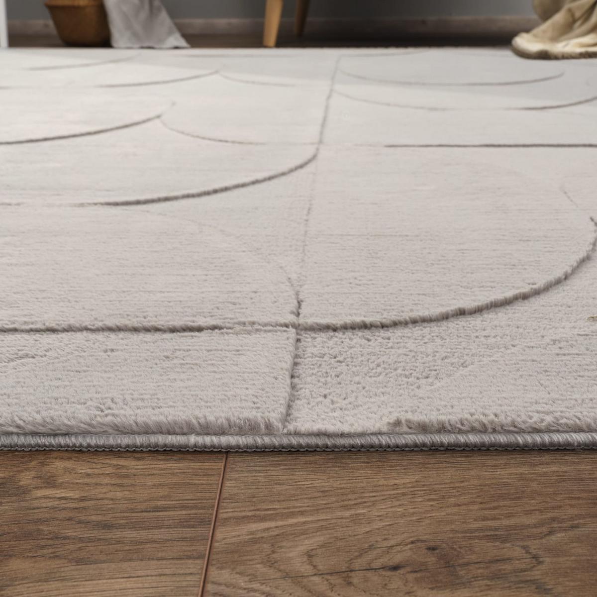 KURZFLORTEPPICH, mit Struktur, aus Polyester, Florhöhe 10 mm, Grau, 120 x 160 cm - Grau, Textil (120/160cm) - KADIMA DESIGN
