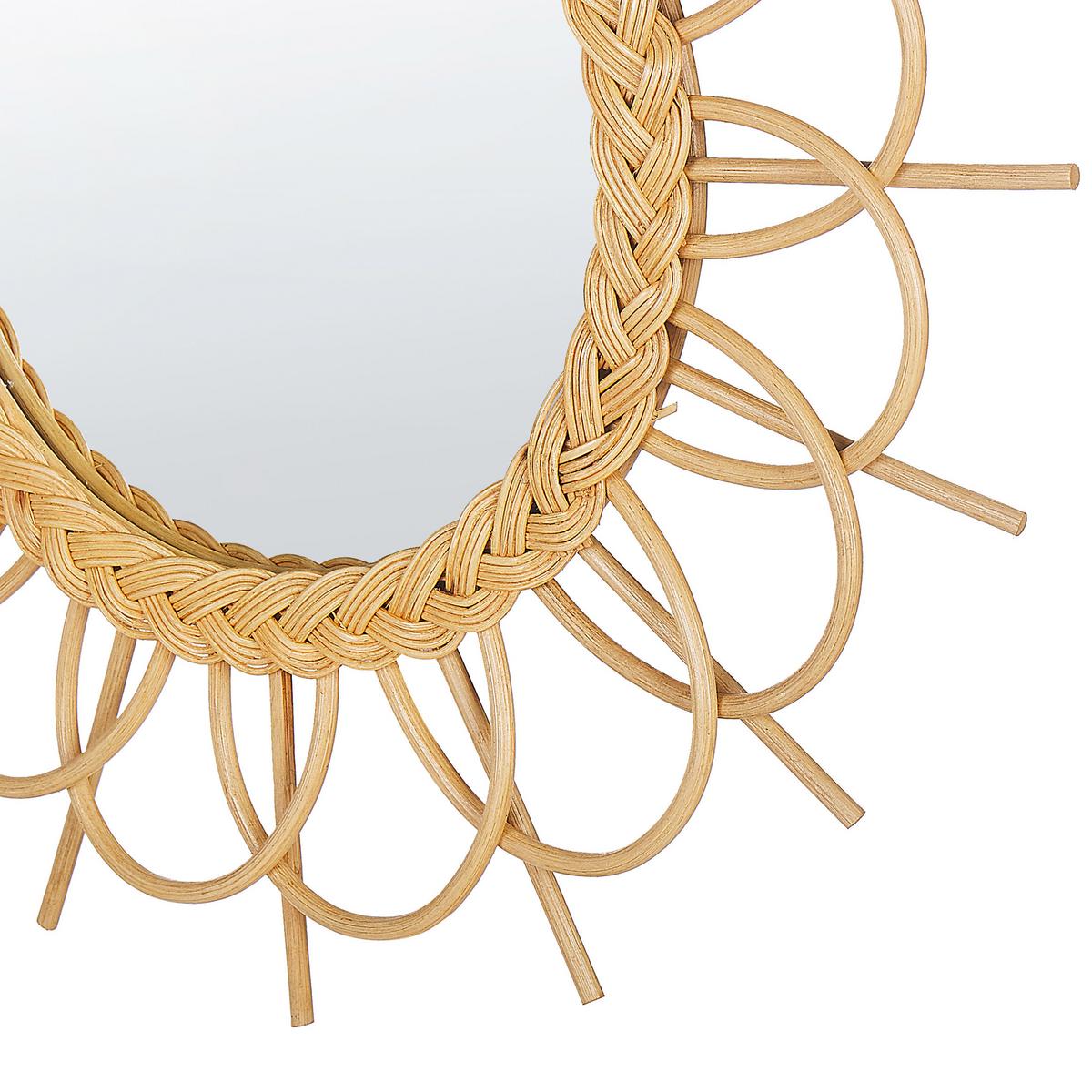 WANDSPIEGEL Rattan natürlich Sonnenform 60 cm Telakia - Beige/Naturfarben, Naturmaterialien (60/60/3cm) - Beliani