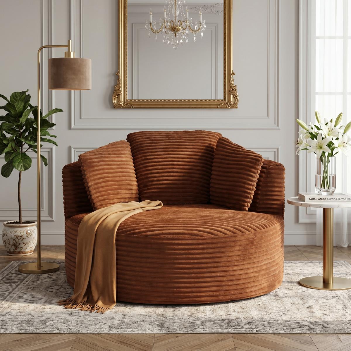 SESSEL weicher cordstoff taschenfederkern & komprimierte lieferung - Orange, Textil (124/86/113cm) - Urban Meuble