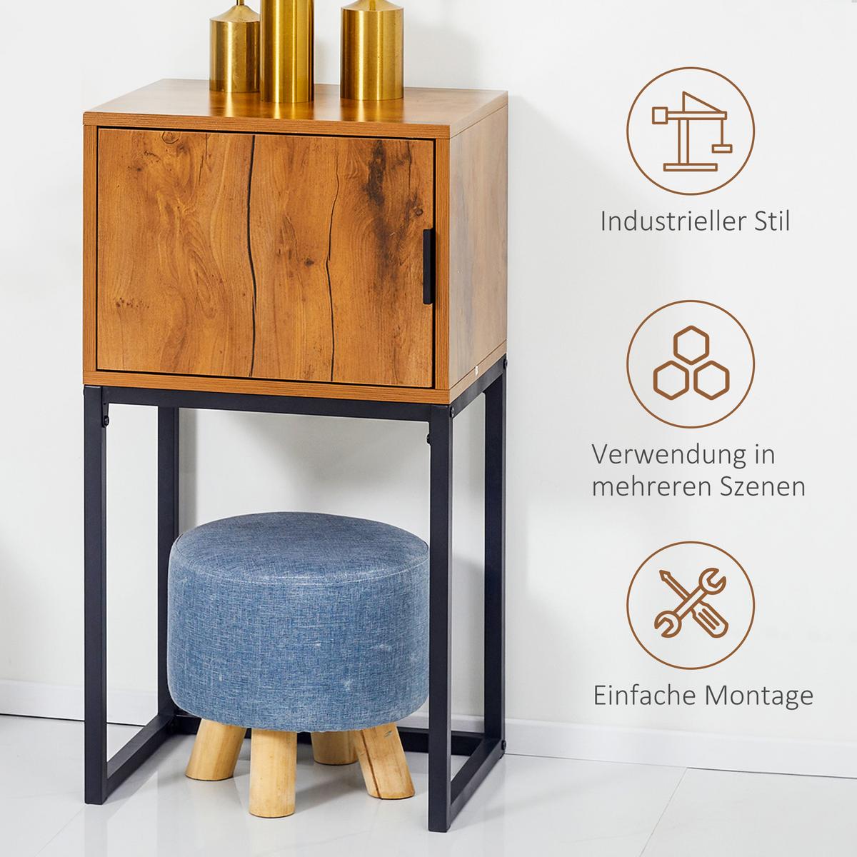 KONSOLENTISCH, Flurtisch mit Schrank, Sofatisch im Industriedesign für Eingang - Naturfarben, Holzwerkstoff (40/30/76cm) - HOMCOM