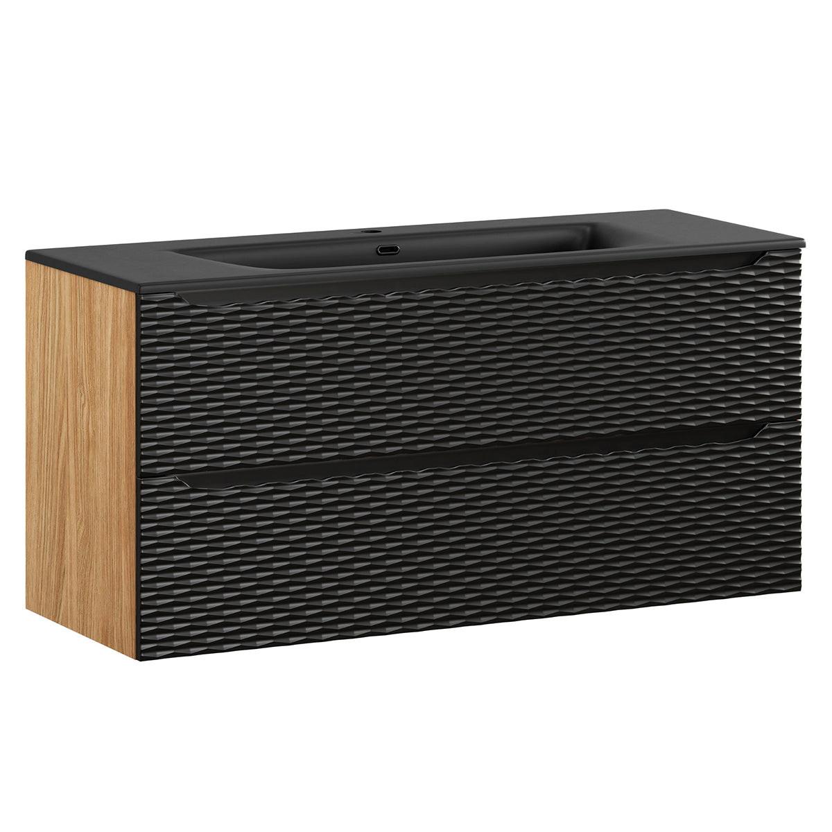 BADMÖBEL 120cm Elora 2er-Set Schwarz und Holz - Schwarz, Holzwerkstoff (120/57/46cm) - Petits-meubles
