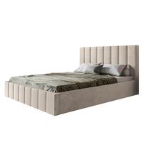 BETT 90x200 - Polsterbett mit Bettkasten und Metallrahmen - Modern Betten - Weicher Jasminstoff - Kollektion Toledo - Beige - Beige, Holz/Textil (90/200cm) - Alpi-Möbel