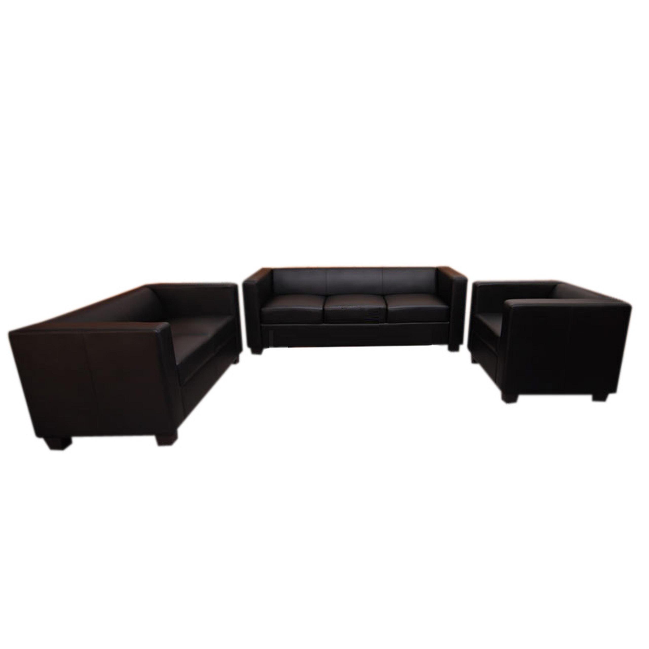 3-2-1 SOFAGARNITUR Schwarz - Schwarz, Leder (400/70/300cm) - MCW