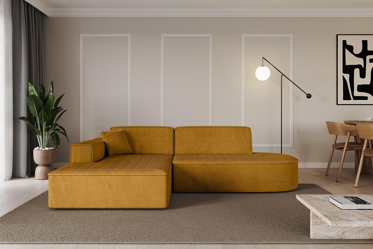 ECKSOFA Ottomane Links IREA-L1-v4 - 232x165x77 cm Senfgelb - Grün, Holzwerkstoff/Textil (232/165cm) - ALTDECOR