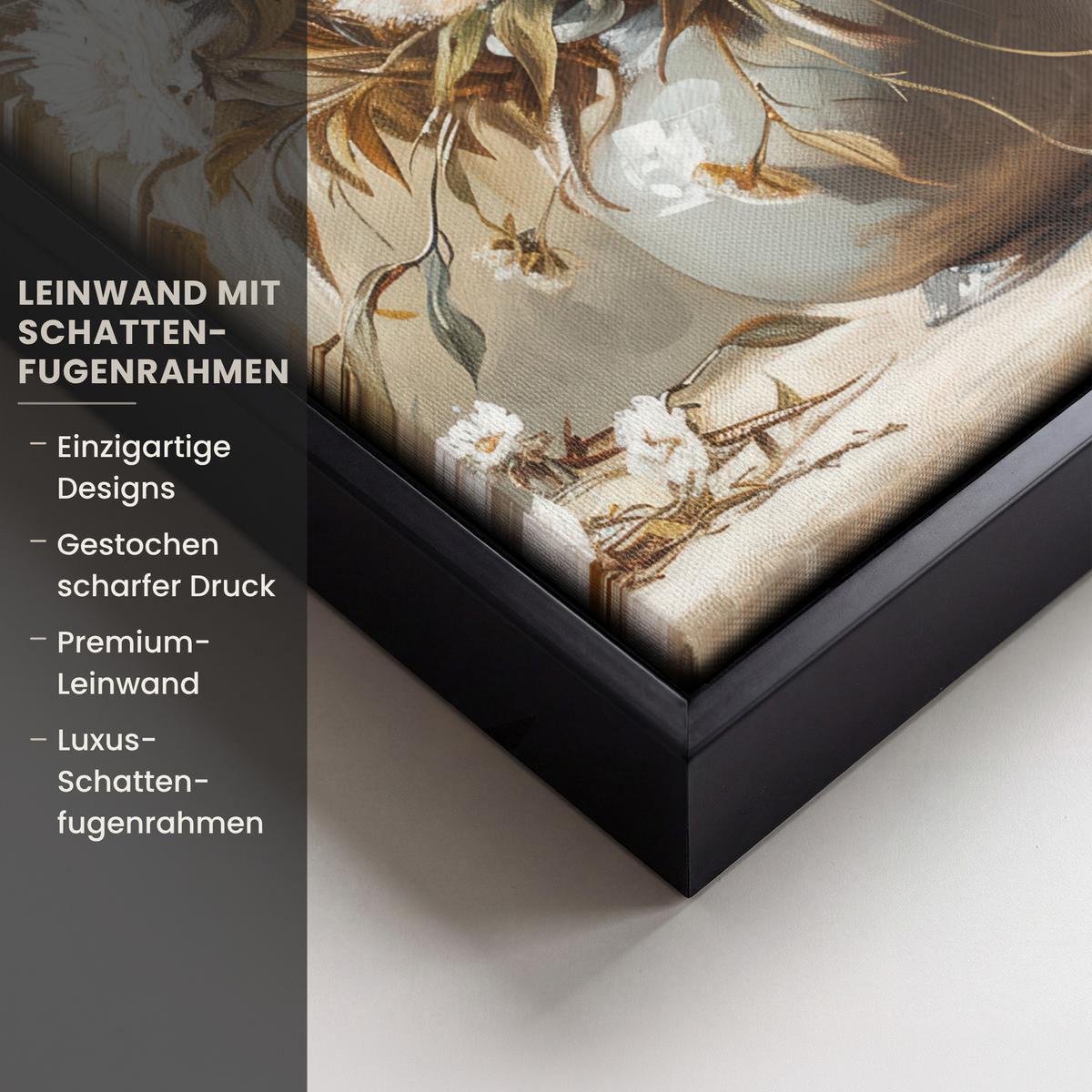 LEINWAND Bilder mit Rahmen - Blumen - Vase - Stilleben - Beige - 20x30 - Creme, Textil (20/30cm) - MuchoWow