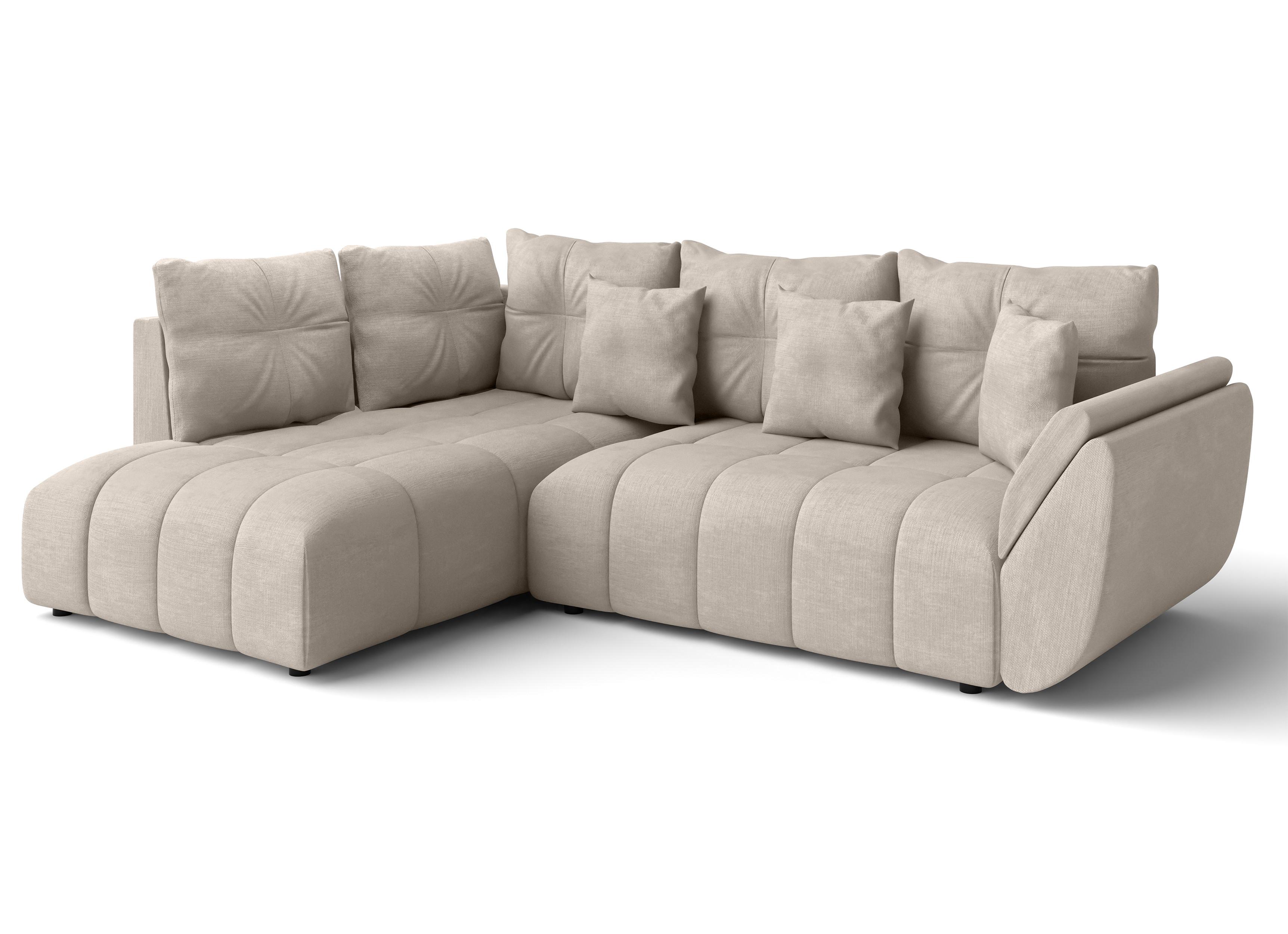 ECKSOFA L Form Corleone Hellbraun 268/192/96 cm mit Schlaffunktion - Schwarz/Bronzefarben, Kunststoff/Textil (268/192cm) - AX Living
