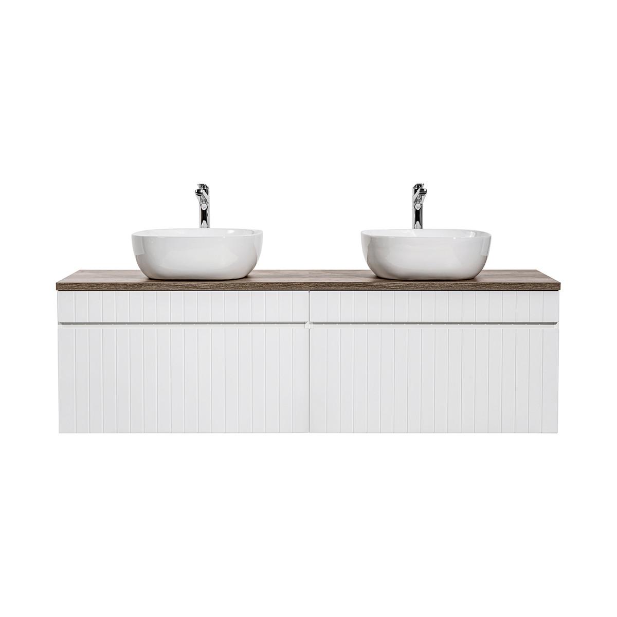 DOPPELWASCHTISCH 160cm Zelie Weiß - Weiß, Holzwerkstoff (160/48/46cm) - Petits-meubles