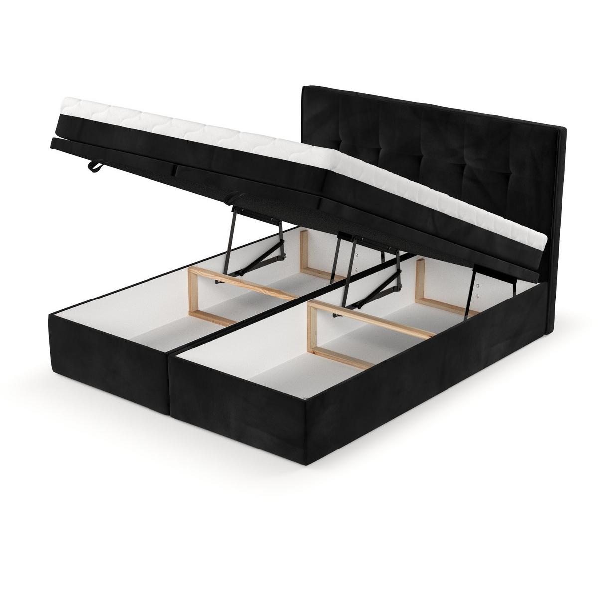 BOXBETT Arivo 160/200 cm Schwarz im Kronos Stoff - Schwarz, Holz/Holzwerkstoff (160/200cm) - AltaBeds