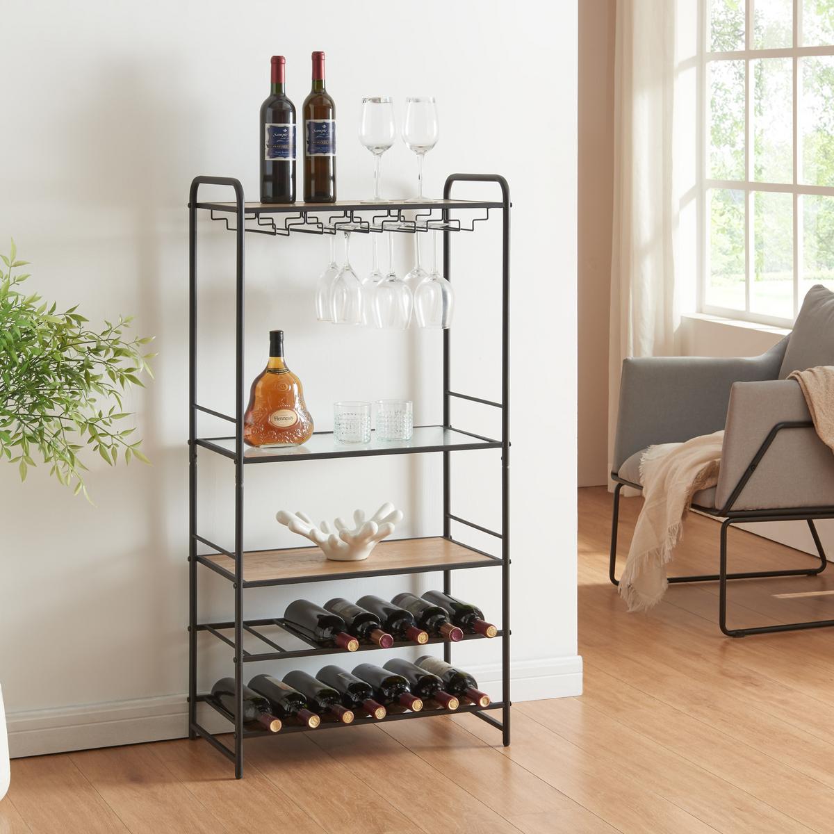 WEINREGAL Hustadvika - Schwarz, Metall (61/120/33cm) - [en.casa]