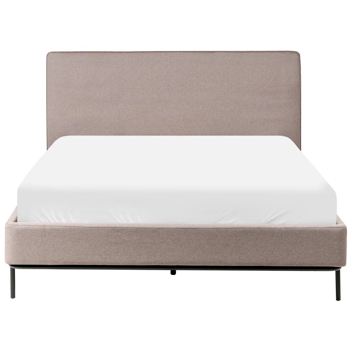 BETT mit Lattenrost 140/200 cm Taupe Corio - Taupe/Schwarz, Textil (140/200cm) - Beliani