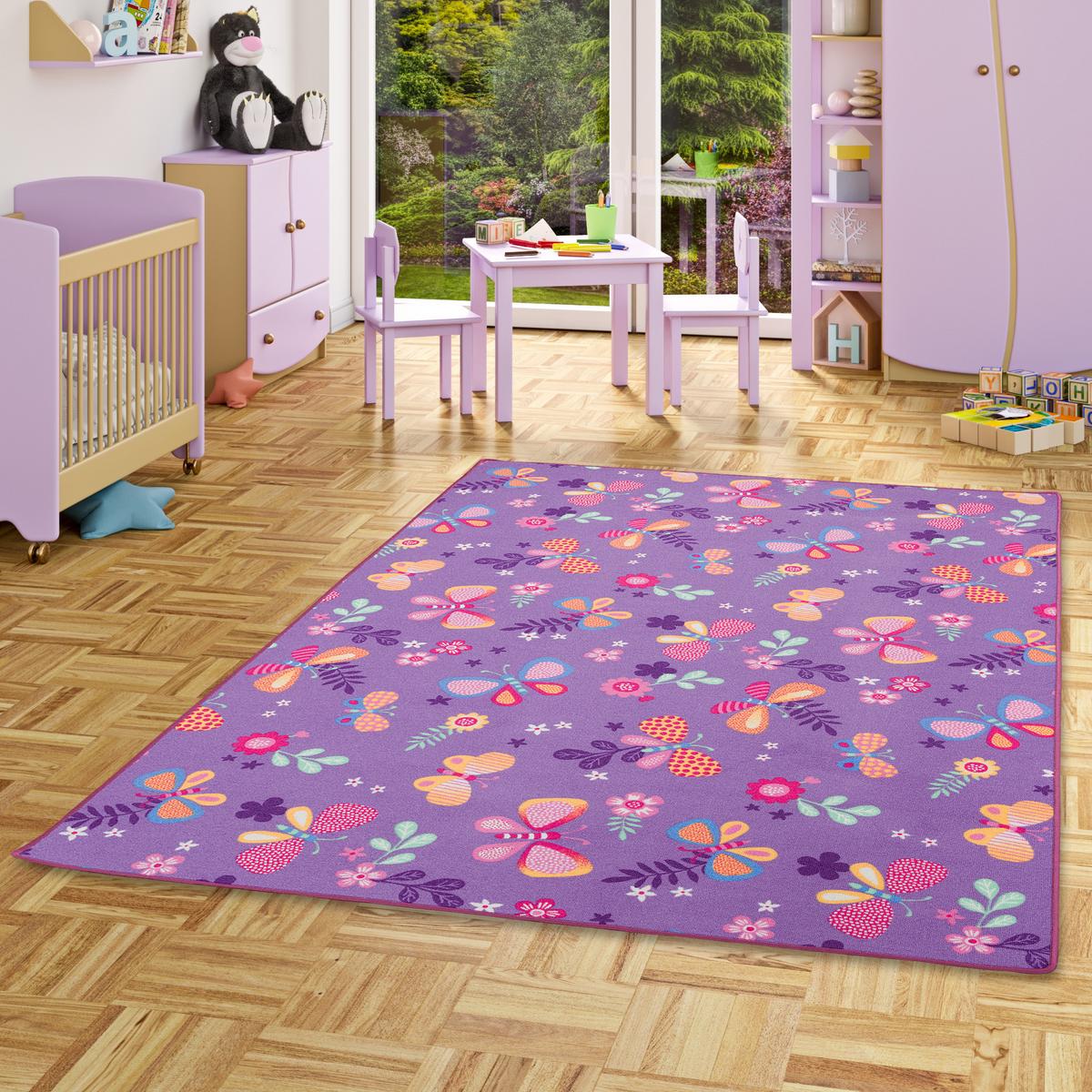 KINDER SPIEL TEPPICH SCHMETTERLING - Lila, Textil (140/200cm) - Snapstyle