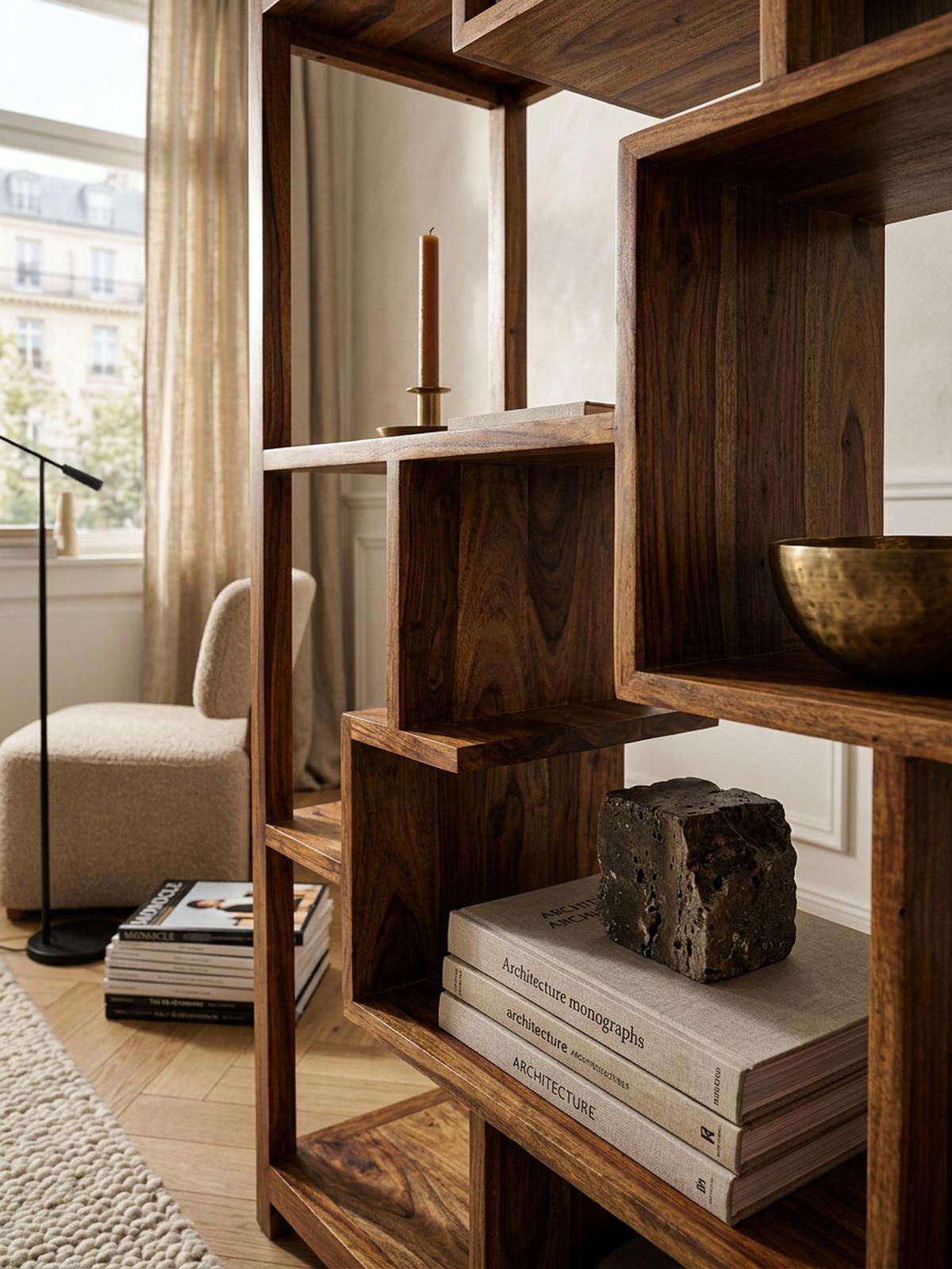 BÜCHERREGAL – Naturholz, 115x180 cm, Landhausstil, mit Ablagefächern - Braun, Holz (115/180/40cm) - KADIMA DESIGN