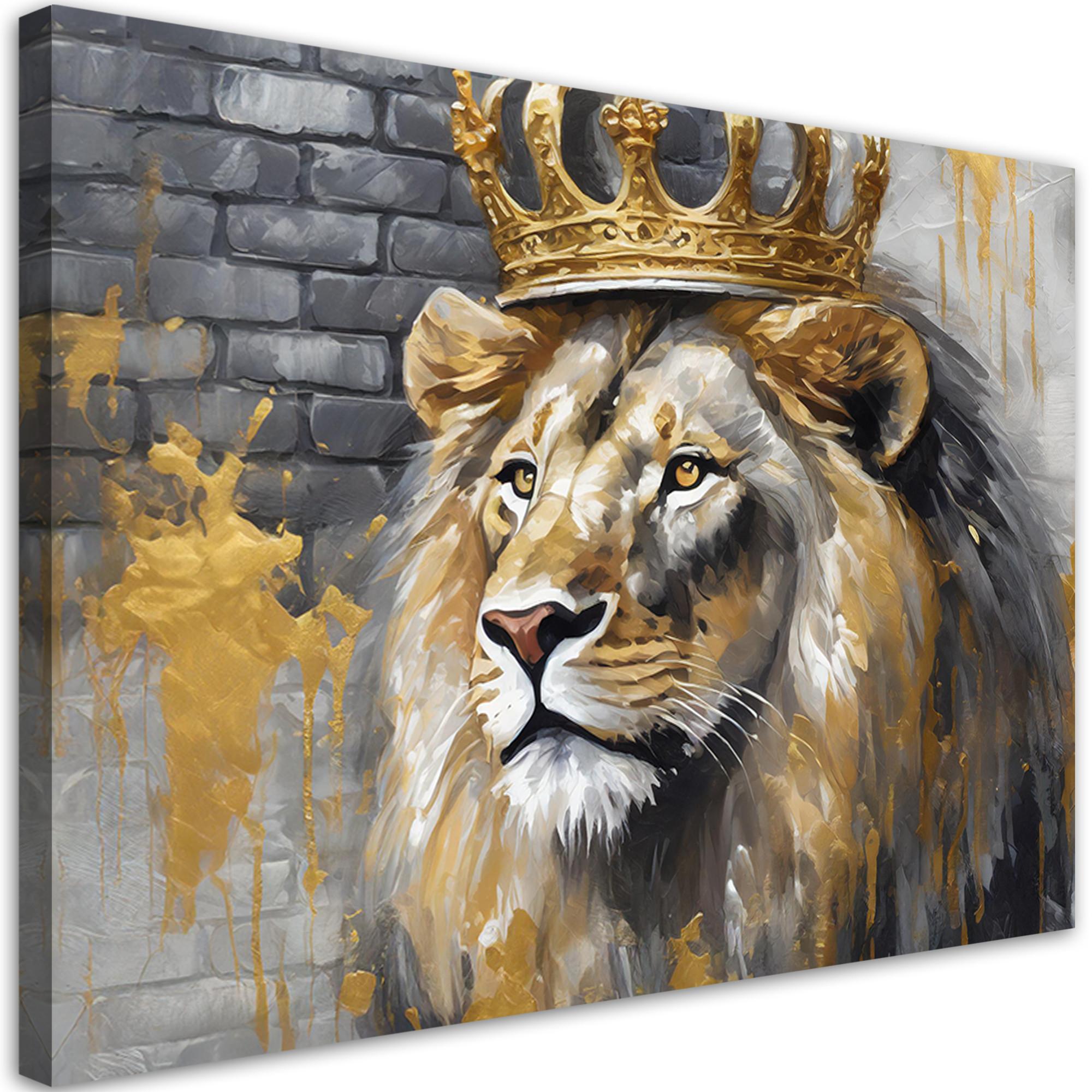 WANDBILD könig der löwen krone - Gelb, Textil (60/40cm) - Feeby