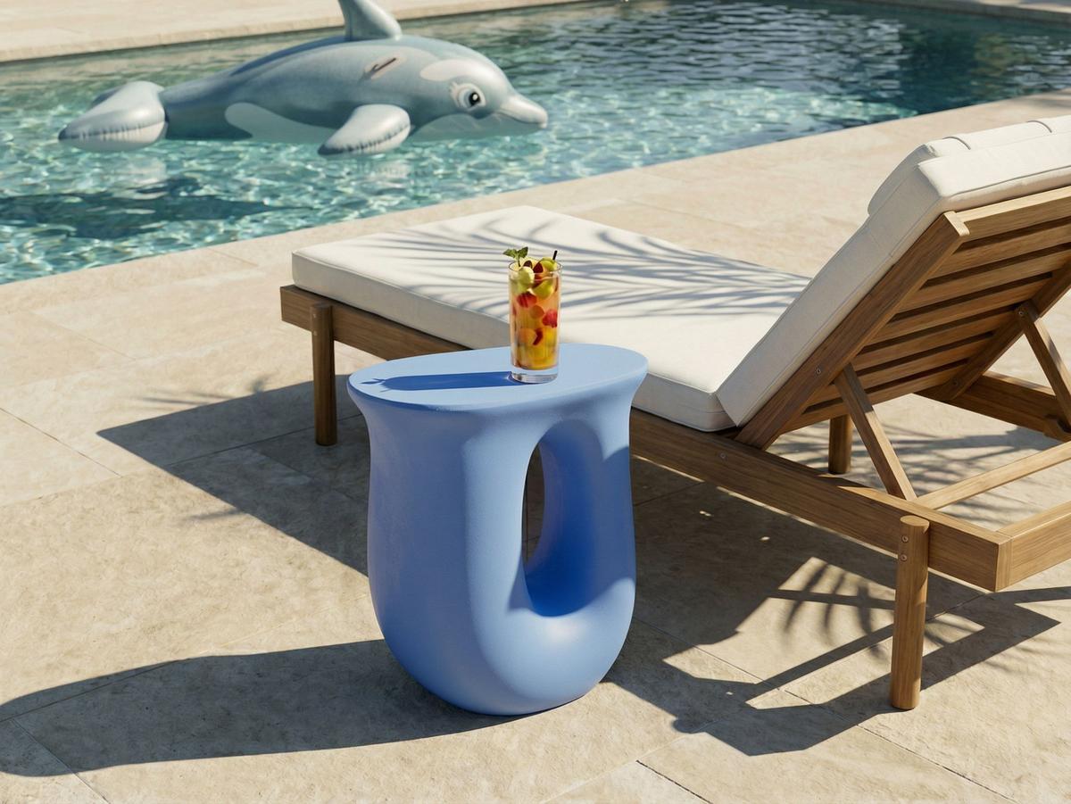 BEISTELLTISCH 42/28 cm Blau Idro - Blau, Keramik (42/28/46cm) - Beliani